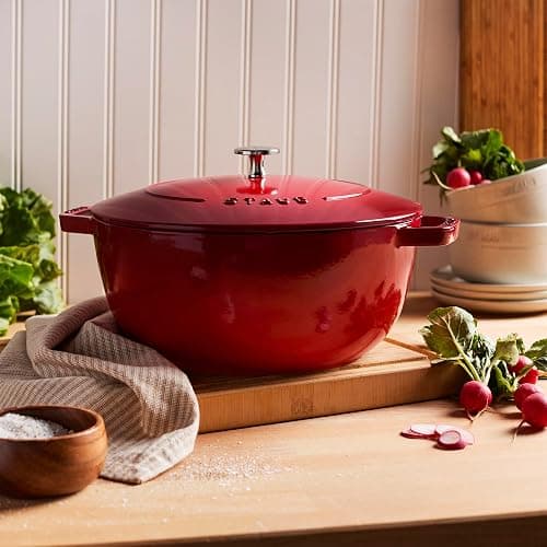 Staub Cast Iron Essential French Oven, Dutch Oven, 5-quart, serves 5-6, Made in France - Cherry thumbnail 7