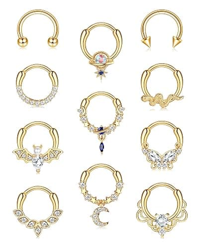 Morfetto 16G Septum Anneaux Septum Bijoux Septum Piercing Bijoux Mignon Serpent Papillon Septum Anneau Daith Boucles d'oreilles - Image 1