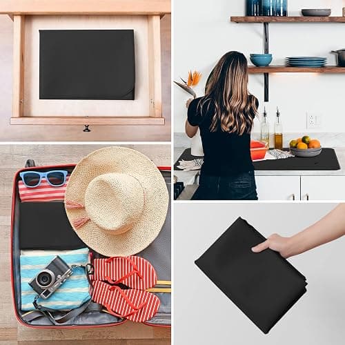 FLASLD Heat Resistant Mat for Air Fryer Site on, Fireproof Silicone Mats for Kitchen Counter, Countertop Protector, No-slip and Waterproof (12"X18", Black) thumbnail 4