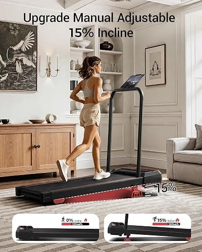 Walking Pad Treadmill with Handle Bar & Vibration Plate | 15% Incline, Compact, 3 Vibration Models, 3.0HP Motor, 265LBS, Remote Control & LED Screen thumbnail 2