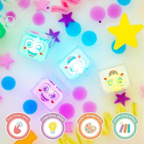 New Glo Pals Water-Activated Bath Toy with 6 Reusable Light-Up Cubes for Sensory Play (Party Pal) thumbnail 7