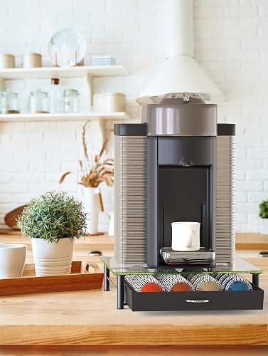 Deco Brothers Tempered Glass Vertuo Pod Holder, Fits 24 Large/48 Small Pods | Compatible with Nespresso Capsule, Black thumbnail 8