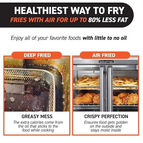 Gourmia French Door Air Fryer – 25 Qt Large Capacity Convection Oven, Fryfroce 360°, Digital Display with 17 Cooking Presets, Bake, Toast, Roast, Dehydrate, Fits 12” Pizza thumbnail 5