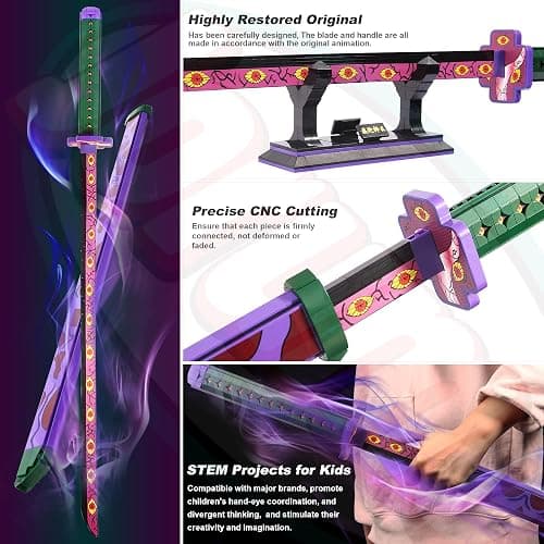 Jorumo Sword Building Set, 39in Kokushibo Sword Building Block with Scabbard and Stand, Handmade Cosplay Anime Sword Toy Building Set for Collecting and Gifting, 789 pcs thumbnail 4