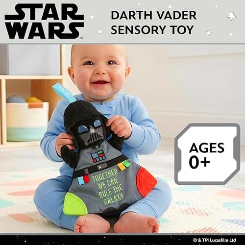 Kids Preferred Star Wars Darth Vader Baby Teether - Plush Toy with Crinkle Sounds and Silicone Teething Elements thumbnail 4