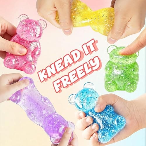 Bear Sugar Squishy Ball, Slow Rising High Density Stress Balls, Soft Sensory Toys Anxiety Relief Focus Toy for Kids Adults, Squeeze Balls Party for Favors Birthday Gifts (A-Yellow) thumbnail 2