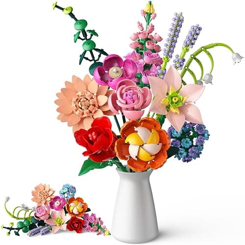 Flower Bouquet Building Set, 762Pcs Flowers Model Kit Creative STEM Toy for Home Office Decor, Valentine's Day/Birthday/Mother's Day for for Women Kids Girls - Image 1