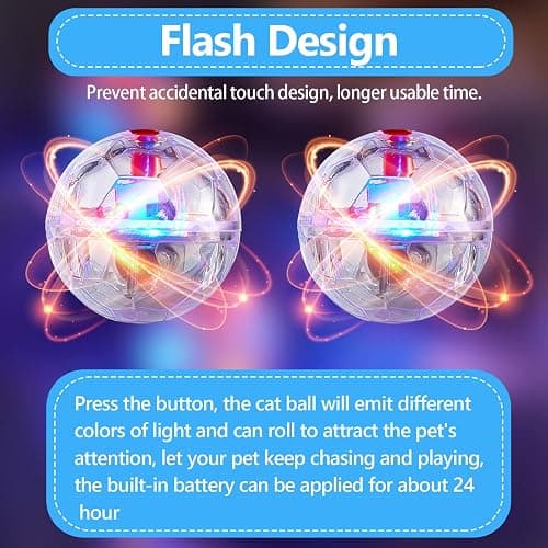 Sratte 6 Pcs Ghost Hunting Cat Ball Activated Cat Toy Motion LED Light Pet Balls Motion Dog Interactive Pet Toys Glowing Mini Running Exercise Supplies for Animals Activity (Clear) thumbnail 4