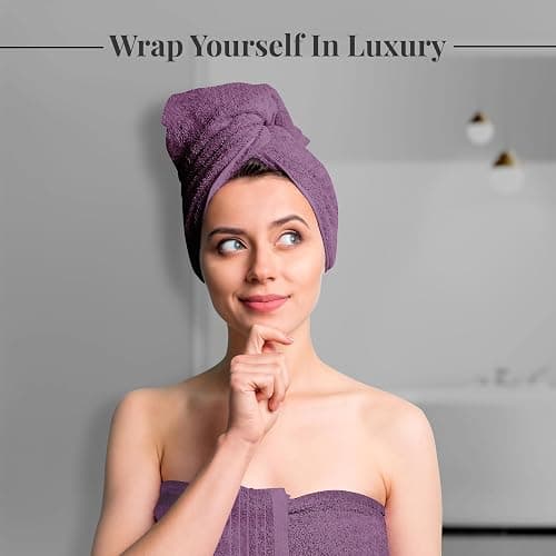 Tens Towels Pack of 8 Towels Set, 2 Extra Large Bath, 2 Hand, 4 Washcloths, 100% Cotton, Lighter Weight, Quicker to Dry, Super Absorbent, Perfect for Bathroom, Purple thumbnail 4