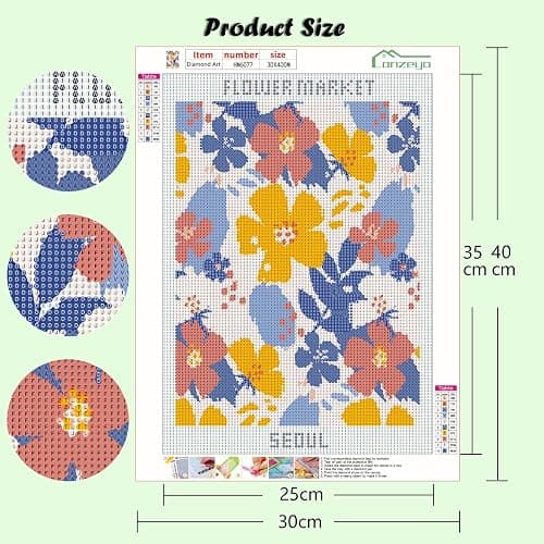 Lanzeyo Diamond Painting Kits for Adults Flower Diamond Art Kits for Beginners Diamond dot Kits Floral Wall Art DIY Adults Crafts 4PCS Gem Art (Flower) thumbnail 6