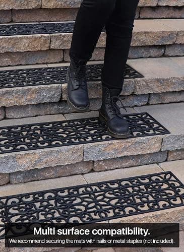 FINEHOUS Rubber Stair Treads Non-Slip Outdoor 35”x10” (5-Pack) – Anti-Slip Step Mat thumbnail 4