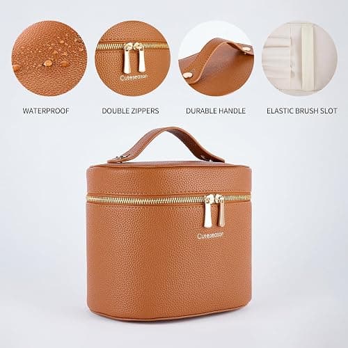Cuteseason Large Makeup Organizer Bag with Removable Compartments, Waterproof Travel Cosmetic Bag with Rivet Handle for Skincare, Toiletries & Beauty Essentials(Pink) thumbnail 6