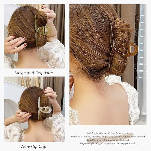 Big Hair Claw Clips - Butterfly Hair Accessories for Women and Girls with Long, Thick Hair - Large 5.1 Jelly Clips, 4 Pcs, Mother's Day Gifts thumbnail 3