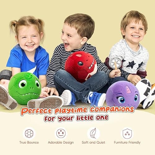 VangeBow Silent Indoor Soccer Balls for Toddlers 1-3, Inflatable Soft Plush Baby Toddler Soccer Ball Toys Gifts for Kid 3-5 Year Old Boy First Birthday Gift (Tyrannosaurus Rex, Pump Include) - Tyrannosaurus Rex thumbnail 3