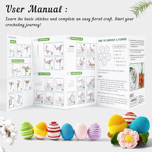 INSCRAFT 113 Piece Crochet Kit with Yarn Set– 1600 Yards Assorted Yarn for Knitting and Crochet, 73PCS Crochet Accessories Set Including Ergonomic Hooks, Knitting Needles & More Ideal Beginner Kit thumbnail 5