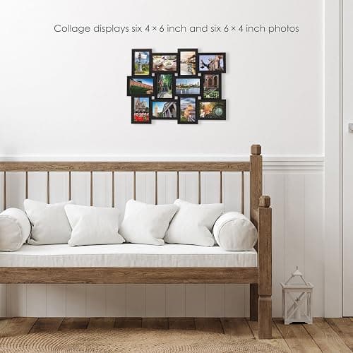 Melannco 18x23 Inch Black Collage Picture Frame - Multi-photo Frame with 12 Openings - Six 6x4 and Six 4x6 Slots - Wall Mounted Gallery Frame for Family Photos - Home Decor Multi-picture Frame thumbnail 2