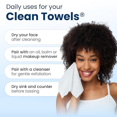 Clean Skin Club Clean Towels XL®, 100% USDA Biobased Face Towel, Disposable Face Towelette, Eczema Association Accepted, Makeup Remover Dry Wipes, Ultra Soft, 50 ct per pack, 2 Packs, 100 Ct Total thumbnail 9