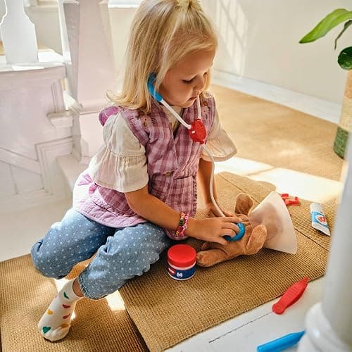 Melissa & Doug Examine and Treat Pet Vet Play Set, 24-Piece Animal Doctor Playset with Dog & Cat Plushies, Pet Doctor Kit & Accessories, Preschool Toys for Girls & Boys Ages 3+ thumbnail 2