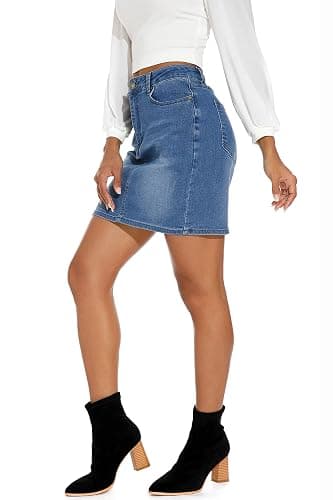 GUANYY Womens Denim Skirt High Waisted Short Pencil Jean Mini Skirts S-XXL thumbnail 3