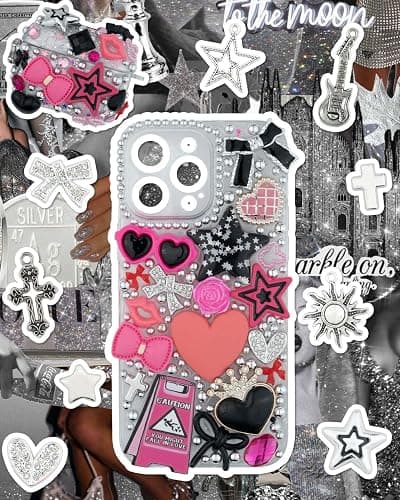DoDoBeads 1050 Pcs Junk Phone Case Charms Kit, Charms for Customizing Cases, Kawaii Bow, Letter Beads, Nail Accessories, Flatback Pearls, Rhinestones, Cute Aesthetic Decor for Personalization thumbnail 2