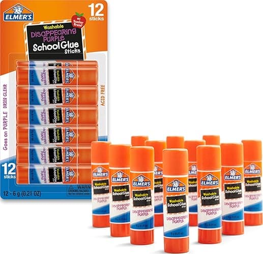 Elmer's Disappearing Purple School Glue Sticks, Washable, 6 Grams, 12 Count - Arts & Crafts, Poster, Projects, Back to School, #1 Teacher Brand - Image 1