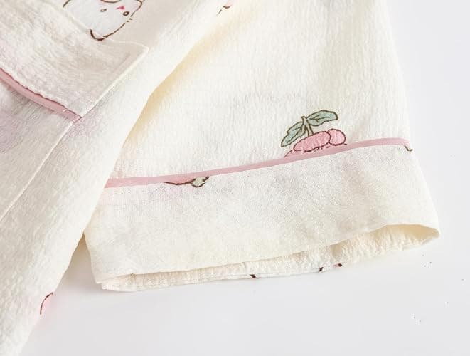 Hupohoi Big Girls Button Down Pajama Set 3pcs Short Sleeve Long Pants with Shorts Crepe Wrinkled Fabric Sleepwear Nighty thumbnail 4