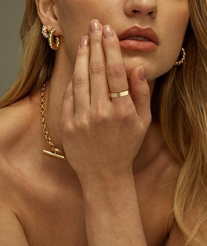 GIEOGOCN Gold Rings for Women Non Tarnish Dainty 14K Gold Plated Stackable Rings for Women Cubic Zirconia Ring Set Wedding Bands Thumb Love Engagement Rings Size 5-11 thumbnail 6