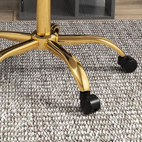 Vinsetto Armless Office Chair, Fluffy Computer Desk Chair with Adjustable Height, Swivel Wheels, Mid Back, Gold thumbnail 9