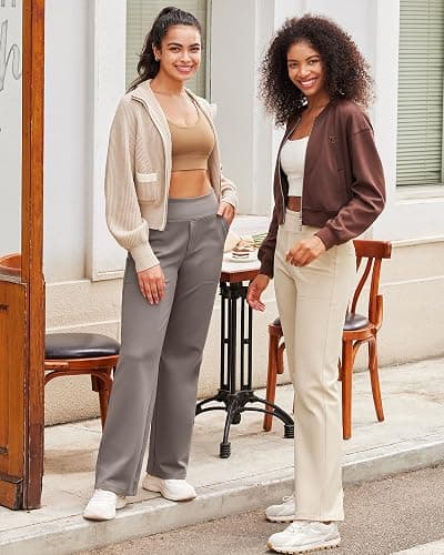 G4Free EverGoing Yoga Pants Women Wide Leg Pants with Pockets High Waist Stretch Dress Casual Sweatpants Petite/Regular/Tall thumbnail 3