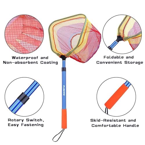PLUSINNO Kids Fishing Net, Telescopic Lightweight Landing Net with Aluminum Pole Handle and Nylon Mesh, Catch and Release Butterfly Net for Kids Youth Outdoor thumbnail 2