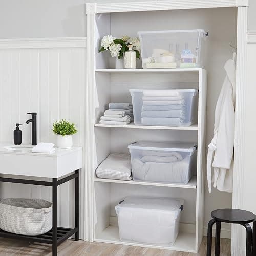 Rubbermaid Cleverstore 71 Qt Clear Storage Bins with Lids, 4-Pack, Stackable, BPA-Free, Made in USA thumbnail 2