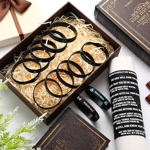 Ecation Bible Verses Bracelets Bulk Scripture Silicone Wristbands Inspirational Motivational Quote Rubber Wristbands Christian Bracelets for Easter Carnival Party Favors thumbnail 4