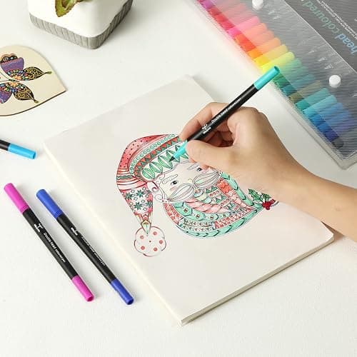 Mitoymia 24 Dual Tip Colouring pens,Colouring Books for Felt Tips for Adults, coloured drawing brush pens art pens Set markers thumbnail 2