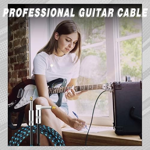 Rigibright 8 Pack 10FT Instrument Cable - Guitar, Bass, Keyboard, Microphone & Mixer Amp Cord (Multicolored) (8, Multicolor-A, 10 Feet) thumbnail 5