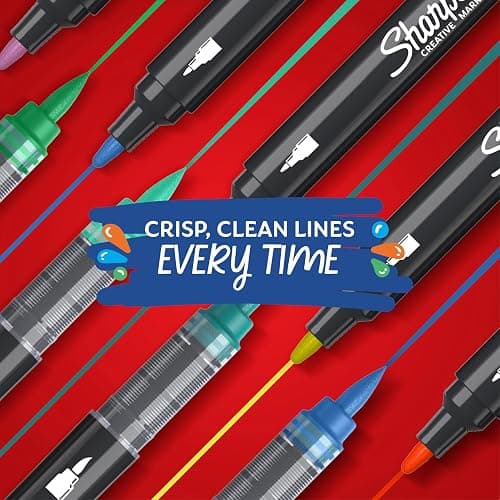 Sharpie Creative Markers, Water-Based Acrylic, Brush Tip, Assorted Colors, 12 Count – Arts & Crafts, Kids Activity, School Classroom; Works on Paper, Metal, Wood, Ceramic, Glass, Rock, Canvas thumbnail 6