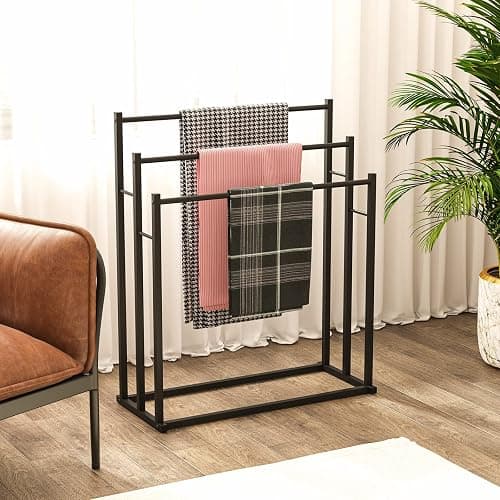 Honiter Towel Racks for Bathroom, 3 Tier Free Standing Towel Rack, Blanket Drying and Display Rack for Oversized Bath Towels Bathroom Accessories, Next to Tub or Shower thumbnail 3