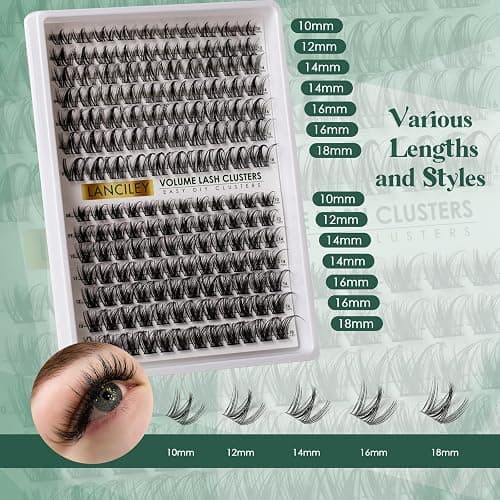 Lash Clusters 154pcs Lashes 10-18mm Eyelash Clusters Kit Natural Eyelashes DIY Cluster Eyelash Extensions Thin Band Cluster Lashes False Eyelashes Lash Extension Kit wth Bond & Seal & Remover-M34+M31 thumbnail 3