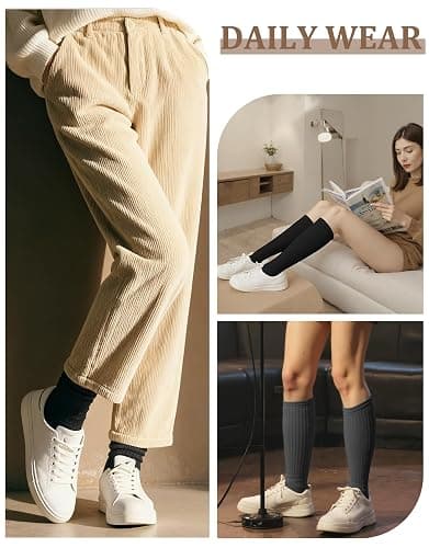 Chalier 3 Pairs Wool Socks for Women Winter Slouchy Boot Socks Thick Warm Long Hiking Scrunch Crew Sock thumbnail 6