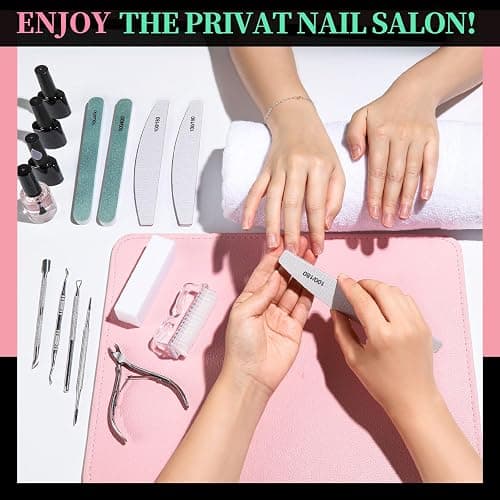 FANDAMEI Manicure Kit, Nail Files 100/180, Cuticle Nippers, Nail Buffer Block, Cuticle Pusher, Cuticle Peeler, Ingrown Toenail Tool, Toenail File, Nail Care Kit, Nail Tools for Manicure, White thumbnail 6