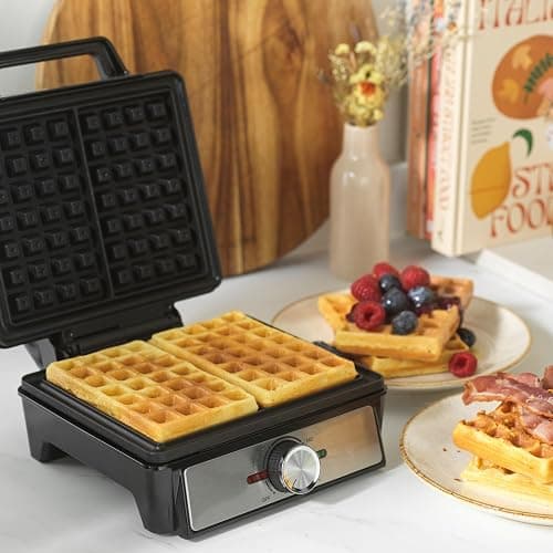 Salter Waffle Maker Machine – Non-Stick Dual Waffle Iron Plates, Deep Fill Belgian & American Waffle Machine, Adjustable Temperature Control, Cool Touch Handle, Savoury Snacks & Desserts, 1600W thumbnail 2