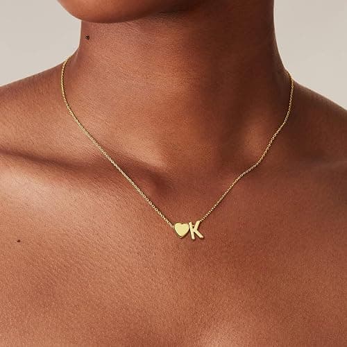Treasure Bender Christmas Gifts for Grandkids Teens Girls - 18K Gold Plated Heart Initial Pendant Necklaces for Women Girl Birthday Gifts Stocking Stuffers for Teen Girls Women Jewelry thumbnail 6