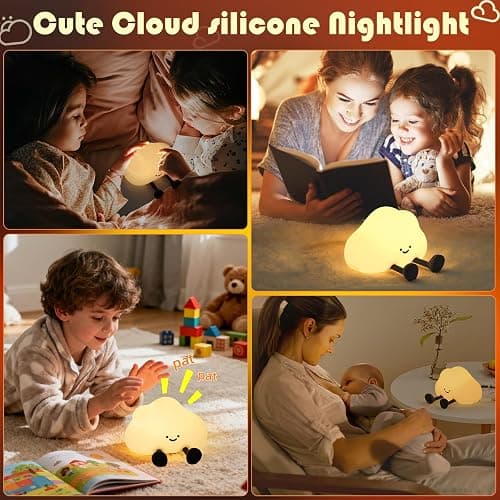 YISUN Cloud Night Light, Cute Silicone Nightlight for Baby Toddler, Rechargeable LED Nursery Lamp with Timer, 3 Level Dimmable Soft Squishy Night Lamp Gift for Bedroom Kids Room Decor thumbnail 7