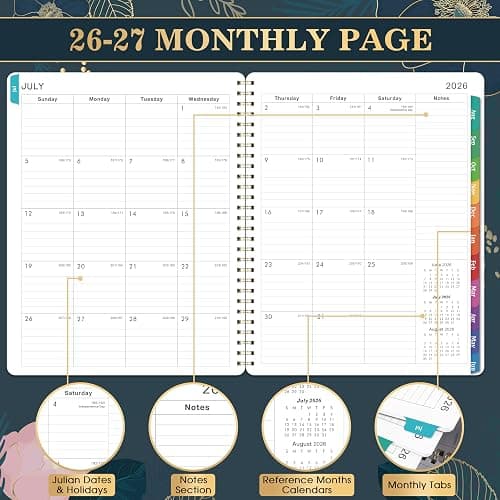 Planner 2026-2027 - Academic Planner 2026-2027, July 2026 - June 2027, Weekly & Monthly Planner, 8'' x 10", Calendar Planner, Colorful Monthly Tabs, Twin-wire Binding, Back Pocket, Holidays thumbnail 4