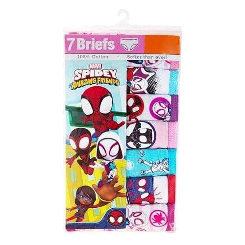 Marvel girls Spiderman and Ghost Spider Amazon Exclusive Toddler 7-pack of 100% Combed Cotton Panties in Sizes 2/3t, 4t & 5t thumbnail 2