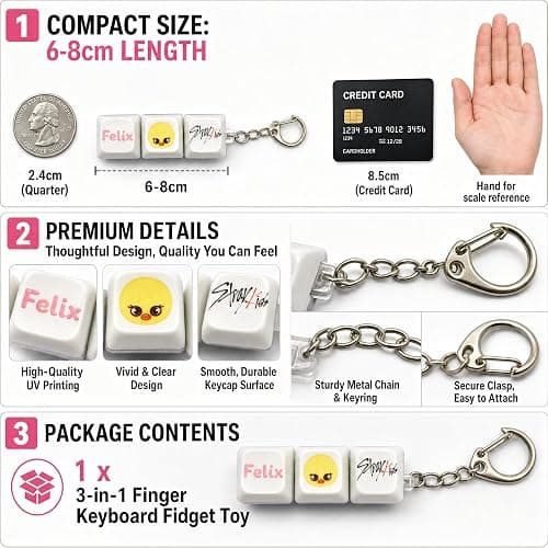SKZOO 3-in-1 Finger Keyboard Fidget Toy Stress Relief Sensory Toy for Adults Creative Desk Toy for Focus and Relaxation (Yellow) thumbnail 6