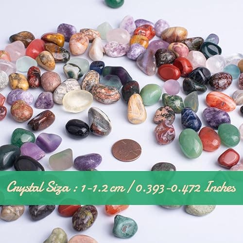 Polished Mixed Crystal Chips Set, 0.4 inches, 128 Pcs - Handpicked Tumbled Stones and Crystals Bulk for Healing, Reiki, Meditation, Witchcraft and Home Decor thumbnail 2