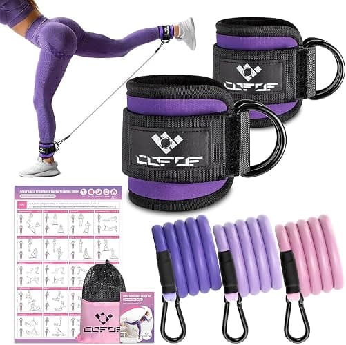 Ankle Resistance Bands with Cuffs, Ankle Bands for Working Out, Kickbacks Hip, Leg Glute Exercise Equipment with Training Poster, Resistance Workout Equipment for Women - Image 1