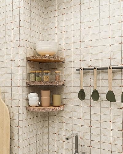 ShineZoom Corner Floating Shelves（3Pcs Wood Corner Shelf Rustic Corner Shelves Wall Corner Shelf for Decor/Storage/Kitchen/Bedroom/Office/Living Room thumbnail 7