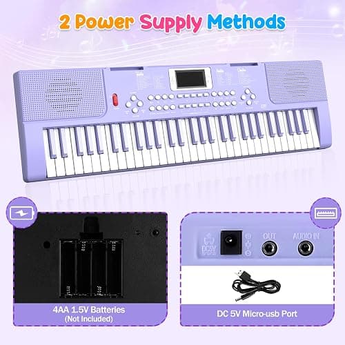 Piano Keyboard, 61 Key Upgrade Kids Pianos Music Toy with Light-up Keys & Pro Teaching Modes, Dual Speaker, 70 Demos,100 Tones, 100 Rhythms Perfect Christmas/Birthday Gift for Kids (Purple) thumbnail 8