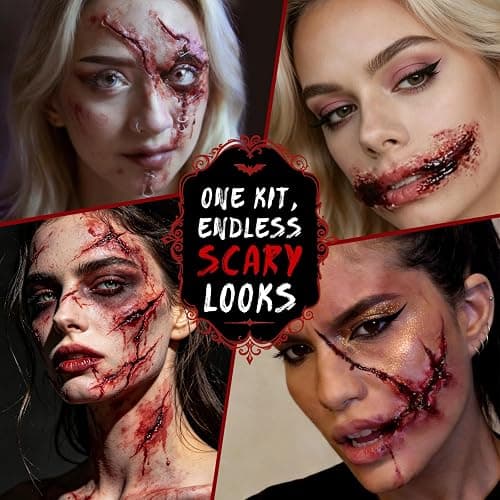 BOBISUKA Special Effects SFX Makeup Kit,Scar Wax & Fake Blood Gel & Spatula | Create Realistic Scars, Cuts, Burns & Wounds for for Halloween Cosplay Zombie Make Up, Non-toxic, Large Capacity thumbnail 5